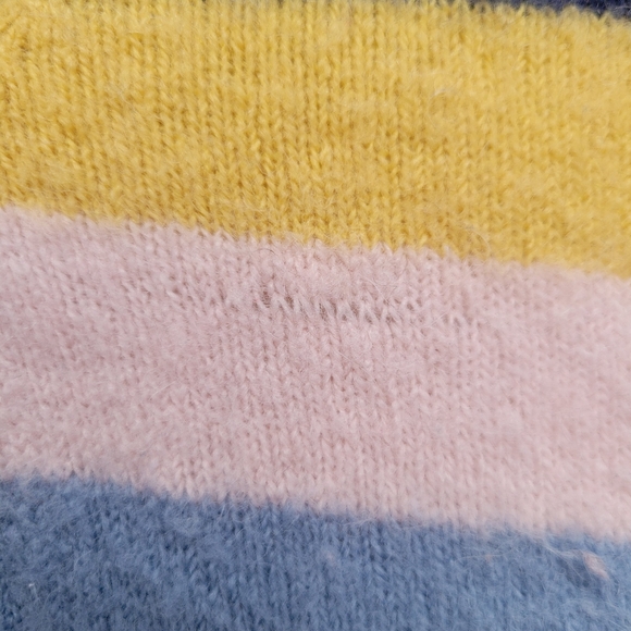 Madewell Sweater Ivory Rainbow Striped Stripe Wool Crew Neck Size Small - Picture 4 of 7